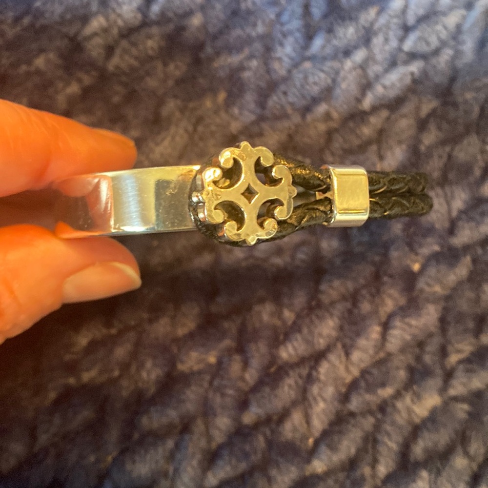 Brighton leather and silver tone braclet